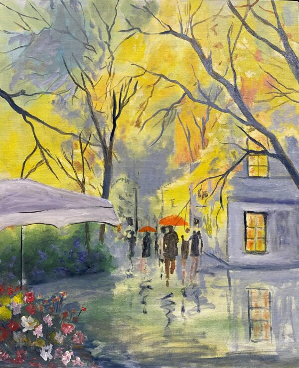 An evening walk in the rain